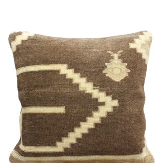 Turkish Kilim Decorative Pillow Cover - 17.5"x17.5" For Sale