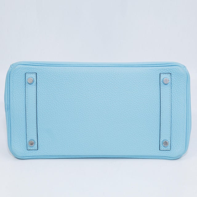 Blue Hermès Birkin 30 Bleu Atoll Togo Palladium Hardware 2017 For Sale - Image 8 of 9