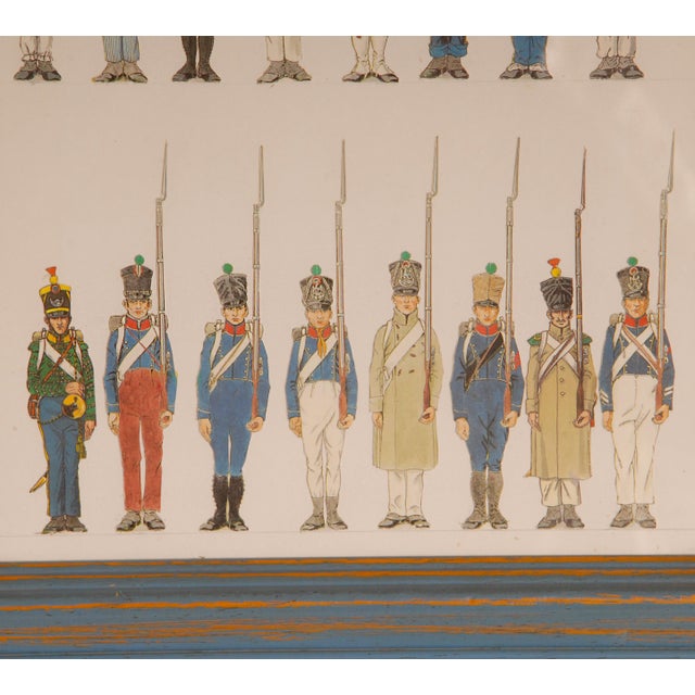 Vintage Napoleonic Military Costume Lithographs Collage Framed French Wall Art Set of 3 For Sale - Image 12 of 18