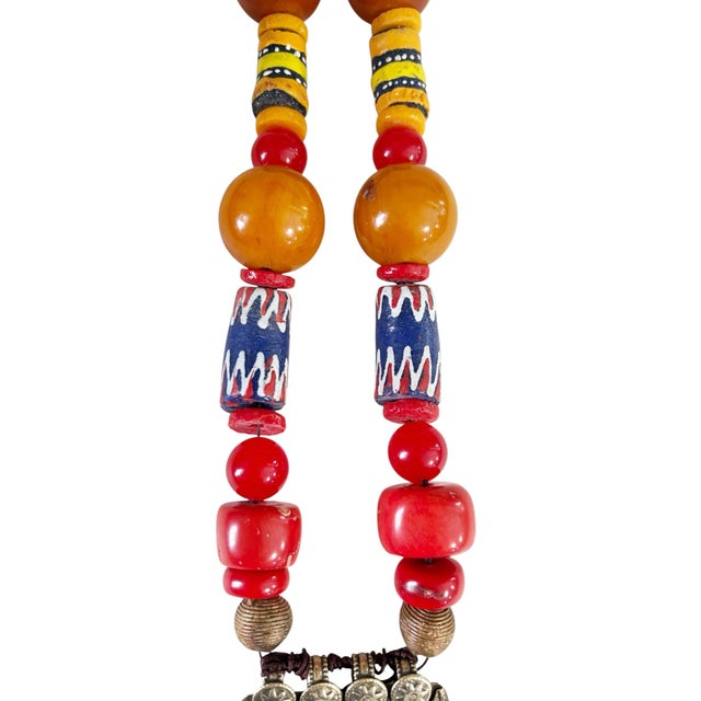 Vintage Tribal Afghan Necklace W/Coral Wall Hanging 22" H For Sale - Image 10 of 10