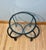 Unmarked Vintage Italian Hollywood Regency 3 Tier Black Iron Rope Tassel Stand Side Table Item features 3 round tiers...