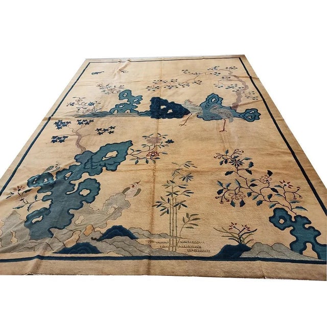 1900 - 1909 Early 20th Century Chinese Peking Scenic Carpet ( 9'6" x 13' - 290 x 395 ) For Sale - Image 5 of 5