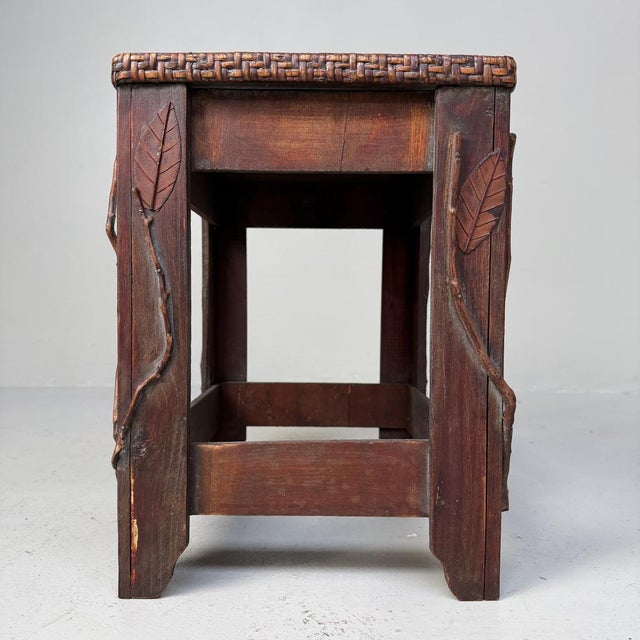 Brown Japanese Decorative Stool with Organic Details, 1950s For Sale - Image 8 of 11