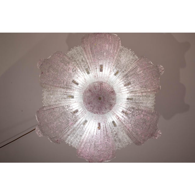 Large Vintage 1980s Murano Glass Ceiling Lamp Pink For Sale - Image 10 of 12