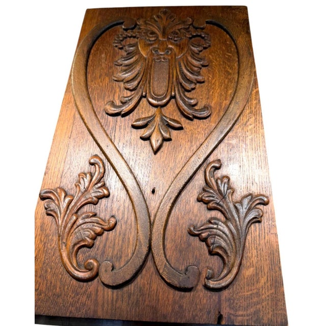 Antique Carved Oak Grotesque Mask Architectural Panel Renaissance Revival For Sale - Image 4 of 8
