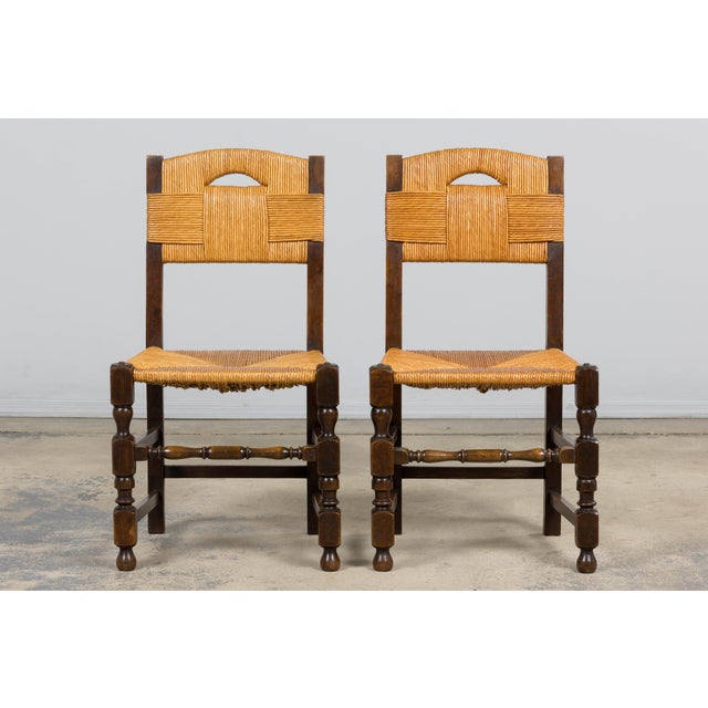 Late 19th Century Antique French Provincial Oak Rush Seat Dining Chairs - Set of 6 For Sale - Image 5 of 18