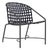 Brown Jordan Kantan Aluminum Suncloth Arm Chair, Textured Pewter frame with Marine fabric For Sale