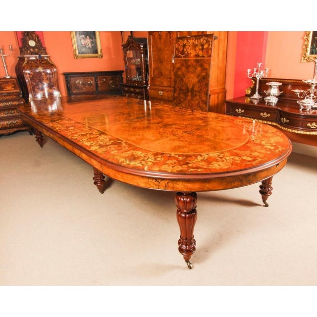 Brown Vintage Extendable Burr Walnut Dining Table, 1990s For Sale - Image 8 of 18