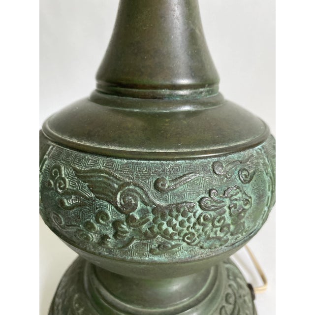 Metal James Mont Style Patinaed Bronze Urn Lamp For Sale - Image 7 of 9