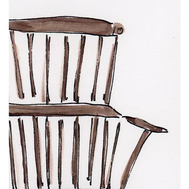 Illustration Vintage Chair Still Life Watercolor and Ink Painting "Achievement of Maturity" by JJ Hogan For Sale - Image 3 of 9