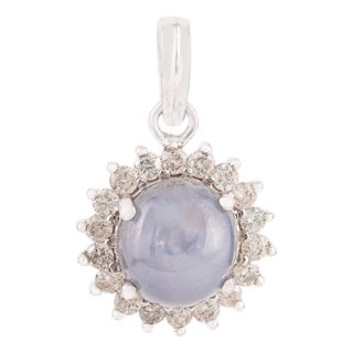 Late 20th Century 6.32 Ct Cabochon Star Sapphire Vintage Pendant in 14k Gold For Sale