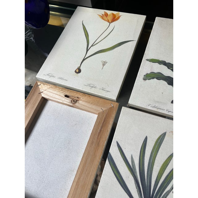 Boho Chic 1970s Collection of Floral Signed Prints on Canvas - Set of 4 For Sale - Image 3 of 6