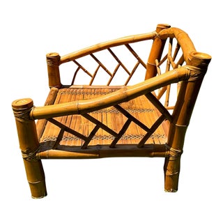 Mid Century Designer Antonio Budji Layug Bamboo Fretwork Club Chair, Signed For Sale