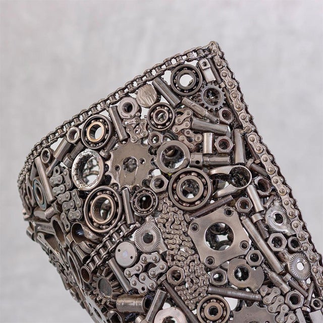 Gray Metal Horse Head Sculpture by Azele Studio For Sale - Image 8 of 10