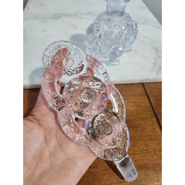 Tall Art Deco Perfume Bottle, Clear Cut Glass 1940's For Sale - Image 9 of 12