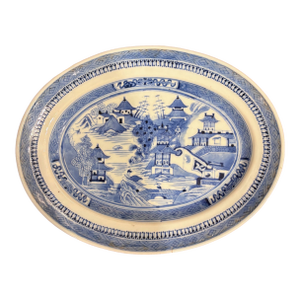 19th Century Chinese Nanking Blue and White Oval Dish
