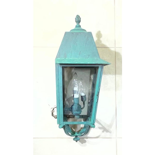 Vintage French Quarter Style Solid Brass Wall Lantern – Oversized For Sale - Image 9 of 17