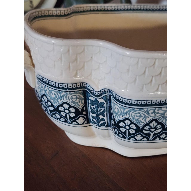 Beige Large Antique French Square Bowl or Jardiniere from Le Grand Dépôt Emile Bourgeois, 19th Century For Sale - Image 8 of 18