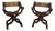 Antique Curule Armchairs, 1800s, Set of 2 For Sale
