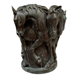 Late 20th Century Bronze Horse Vase For Sale