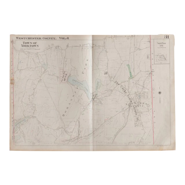Vintage Hopkins Map of Town of Yorktown For Sale