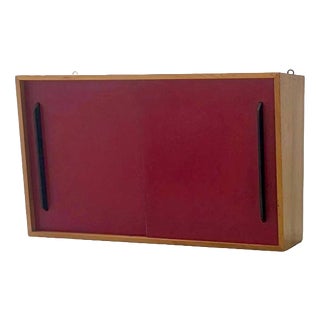 Mid-Century Modern Wall Cabinet with Red Sliding Doors, 1960s For Sale