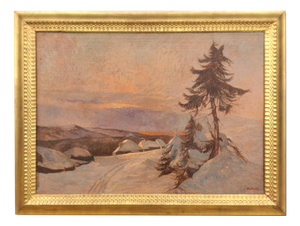 Sunset on the Snow, 1900s, Oil on Panel