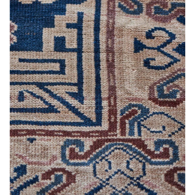 Traditional Handwoven Navy Blue Khotan Rug For Sale In Los Angeles - Image 6 of 8