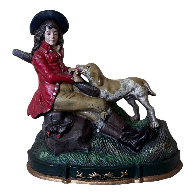 Mid 20th Century Cast Iron Doorstop With Colonial Theme For Sale