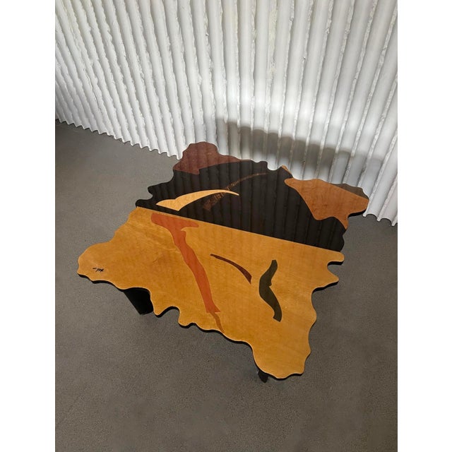 Wood Coffee Table Sculptural Masterpiece in Wood Inlay by Carlo Malnati, 1980s For Sale - Image 7 of 8