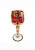 A stunning set of luxurious Bohemian cranberry cut to clear gold gilded stemmed cordial glasses by renowned fine quality...