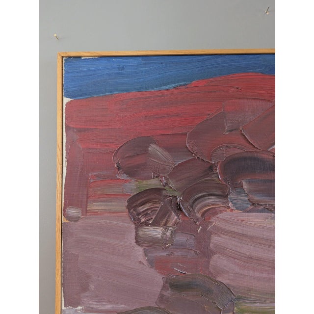 Mid 20th Century Mid-Century Modern 'Crimson Horizons' Vintage Swedish Original Abstract Landscape Oil Painting, Framed For Sale - Image 5 of 9