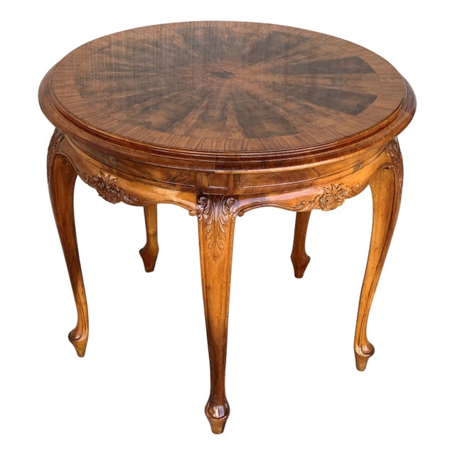 20th Century Mariano Garcia Spanish Round Side Table with Burl Top For Sale