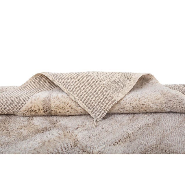 Serene Textured Abstract Hand-Knotted Moroccan Wool Rug | 10'8" X 7'3" | One of a Kind For Sale - Image 4 of 8