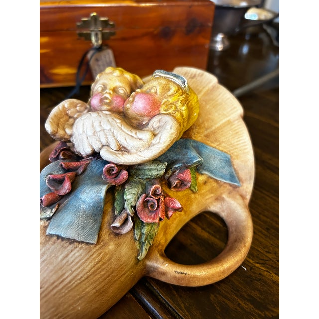 Ornate Cherub and Roses Victorian -Style Ceramic Wall Planter For Sale - Image 4 of 6
