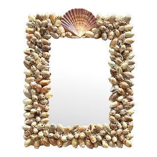 Vintage French Mid Century Seashell Wall Mirror For Sale