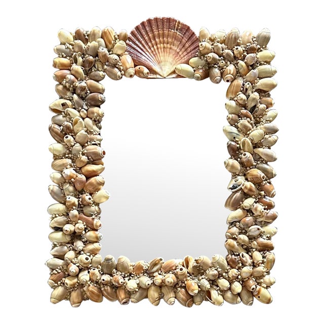 Vintage French Mid Century Seashell Wall Mirror For Sale