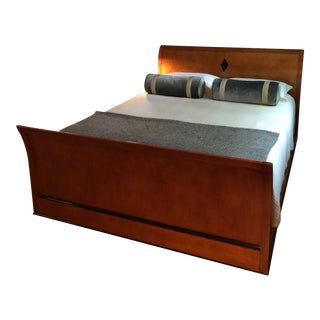1990s National Mt. Airy Biedermeier Style Queen Sleigh Bed For Sale
