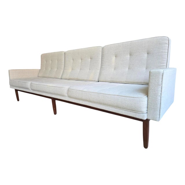 1960s Early Florence Knoll Walnut "Floating" Frame Sofa, Model 57w For Sale