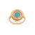Art Deco Revival 1.52ct Round Turquoise & Diamond Halo Ring Size 4 in 14k Yellow Gold For Sale - Image 10 of 17