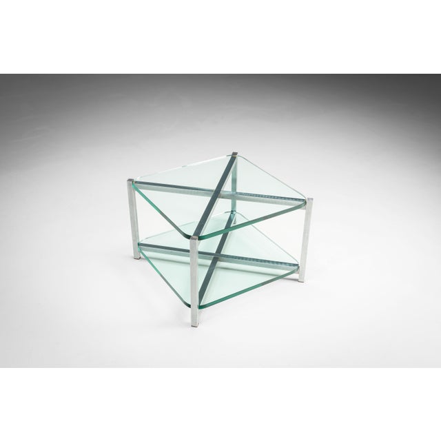 Two-Tier Glass Side Table with Aluminium Frame, 1970s For Sale - Image 13 of 13