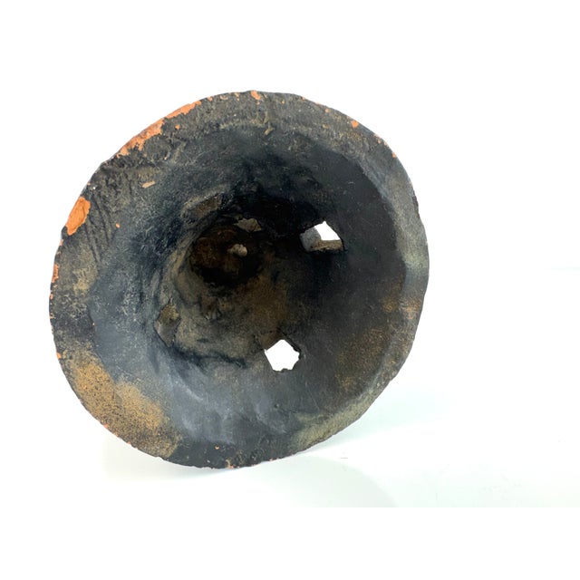 Primitive 19th Century Black Clay Pedestal Bowl With Geometric Cutouts For Sale - Image 11 of 11