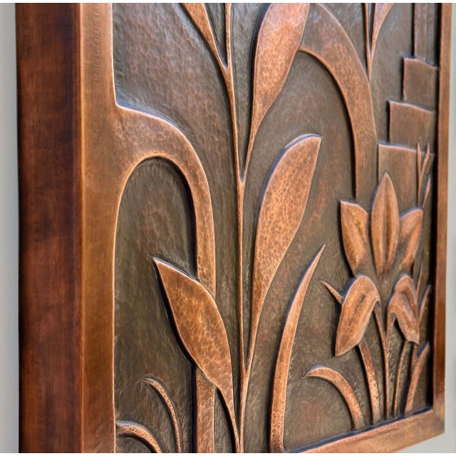 Metal Wall Relief Sculpture With Flowers & Architecture "Copper Botanica" by Jeremy Maronpot For Sale - Image 10 of 17