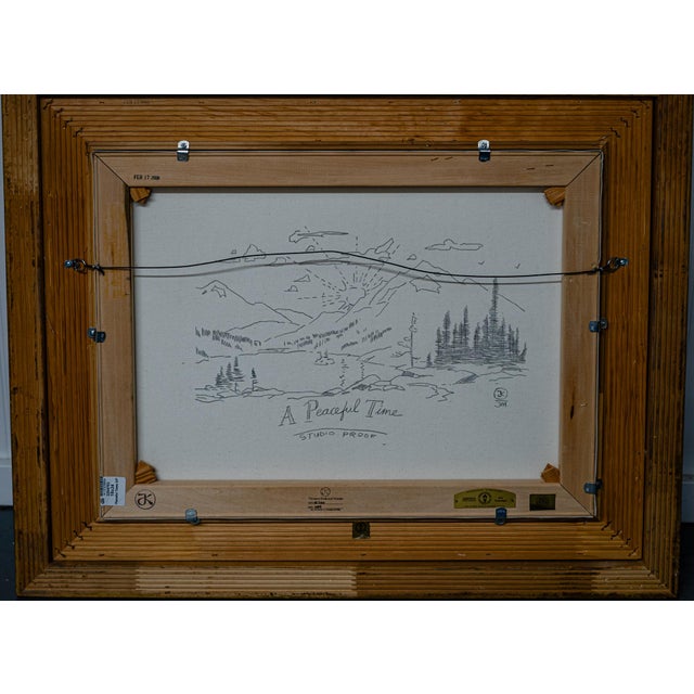 Textile 1990s Thomas Kinkade Victorian Garden 2 With Original Drawing on the Back.DNA Signed For Sale - Image 7 of 7