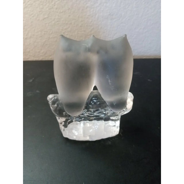 Gustavian (Swedish) 1980s Signed Reijmyre Sweden Crystal Owls Figurine For Sale - Image 3 of 6