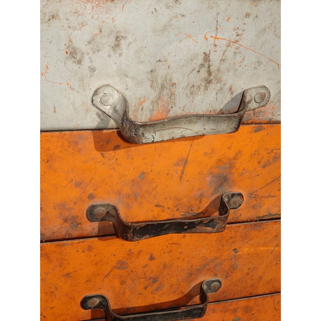 Vintage Mid Century Modern Industrial Steel Table Top File Cabinet Four Drawers For Sale - Image 11 of 12