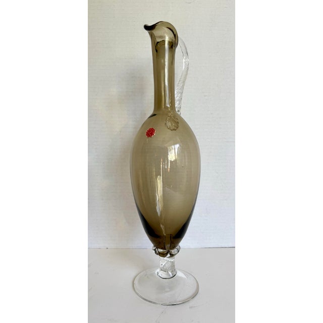 Mid-Century Italian Smoky Gray Glass Decanter & Wine Glasses, Set of 6 For Sale - Image 9 of 12