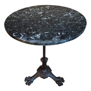 Antique French Bistro Table with Marble Top and Cast Iron Base, 1890s For Sale