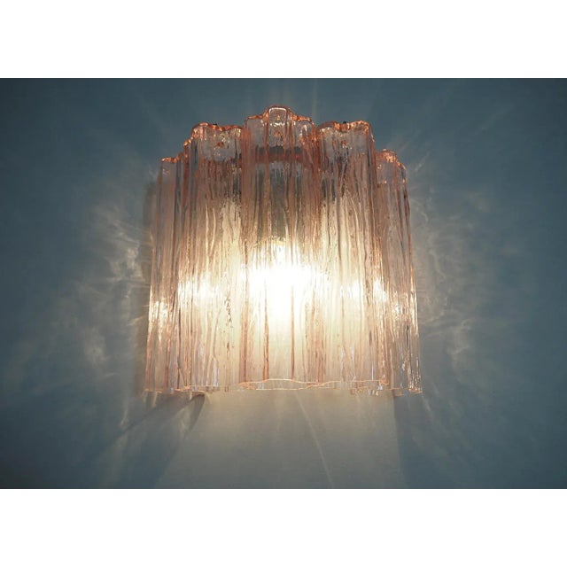 Murano Pink/Rose 5 Rose/Pink Glass Tube Wall Sconces - a Pair For Sale In Los Angeles - Image 6 of 11