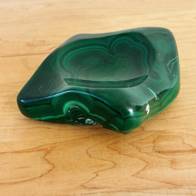 Hand Carved Trinket Dish in Green Malachite Stone For Sale - Image 12 of 12